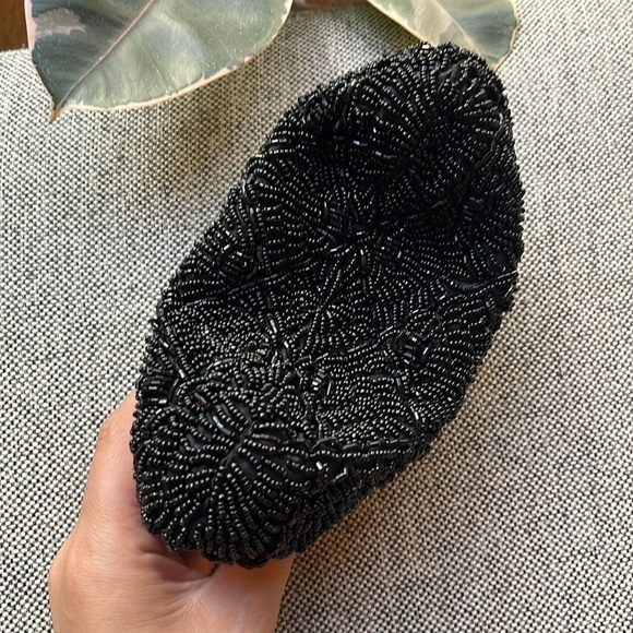 Vintage Black Beaded clutch bag with silver chain , Circa 2007 - Picture 10 of 17